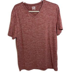 32 Degrees Cool Large Red V Neck Short Sleeve Tee Shirt